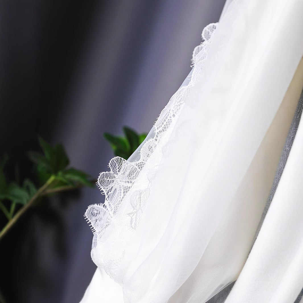 Mädchen elegante Bluse mit floralen Spitzenapplikationen EB
