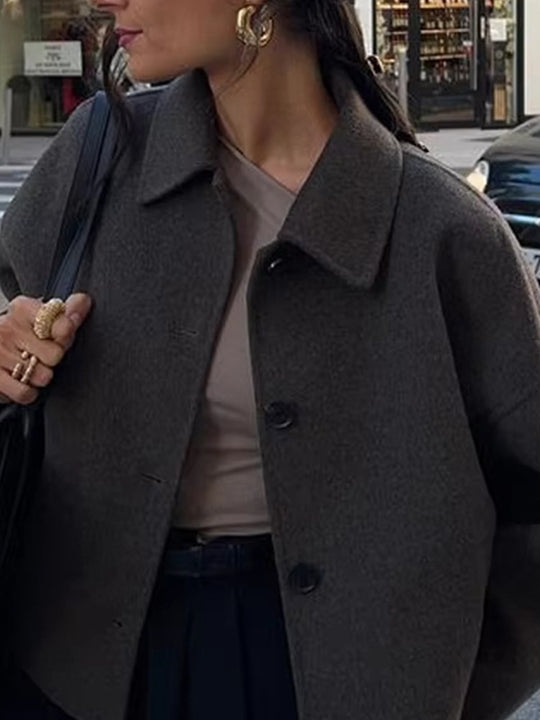 Damen Modische Oversized Jacke aus hochwertigem Wollgemisch EB
