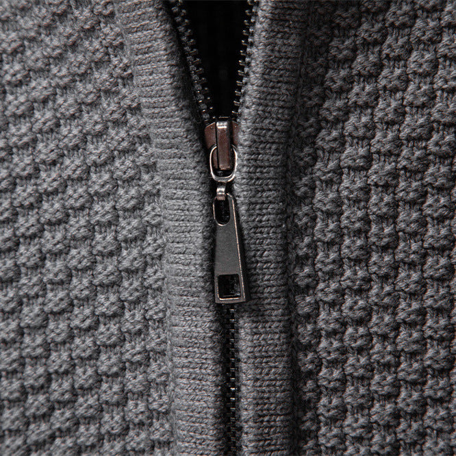 Herren Strickjacke mit Reißverschluss und strukturiertem Muster EB