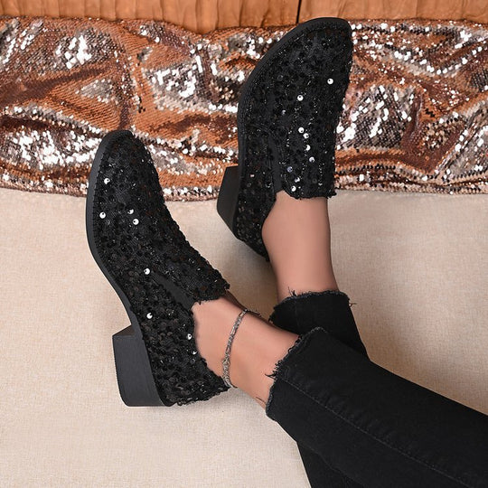 Damen glitzernde Ballerinas mit aufwendiger Strassverzierung und komfortabler Passform EB
