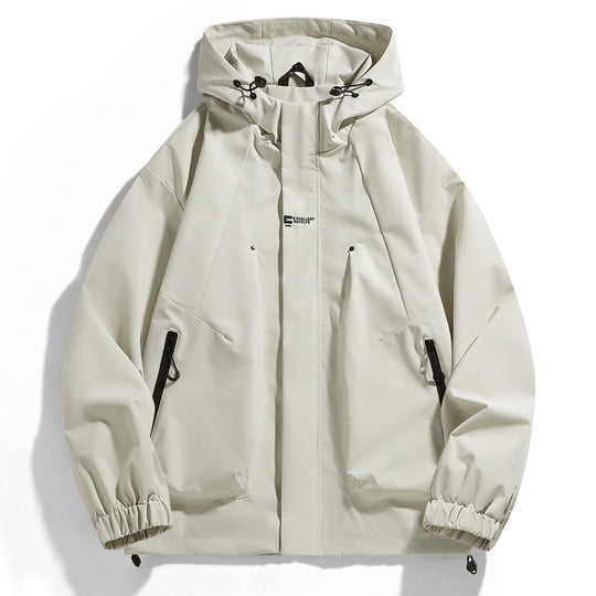 Herren wind- und wasserabweisende Kapuzenblouson mit ergonomischen Nähten, verstellbarem Saum und sicheren Reißverschlusstaschen EB