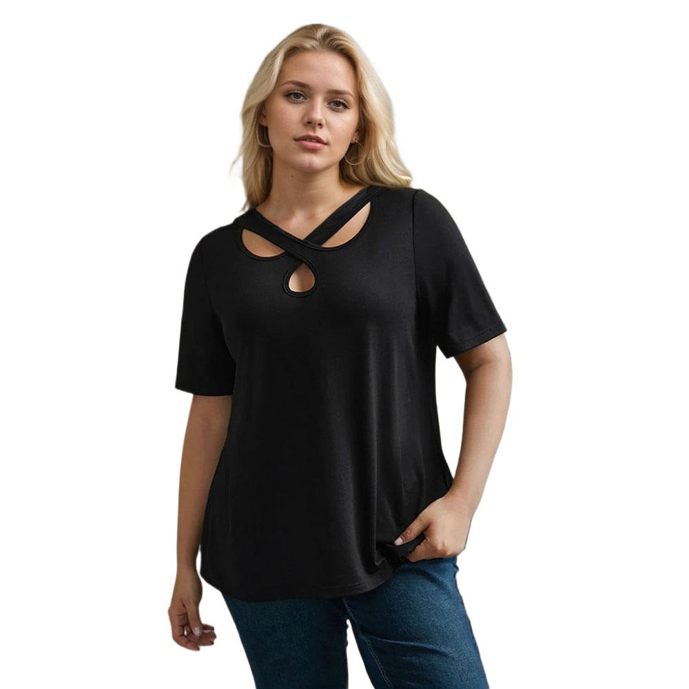 Damen Kurzarmshirt mit Kreuz-Ausschnitt EB
