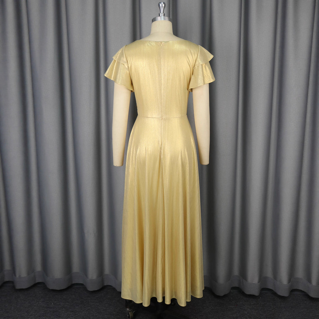Damen Elegantes Maxikleid mit üppigem Volant und floralem Akzent EB