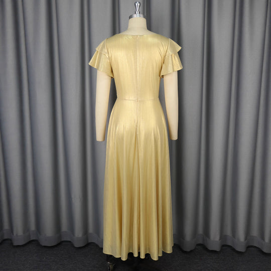 Damen Elegantes Maxikleid mit üppigem Volant und floralem Akzent EB