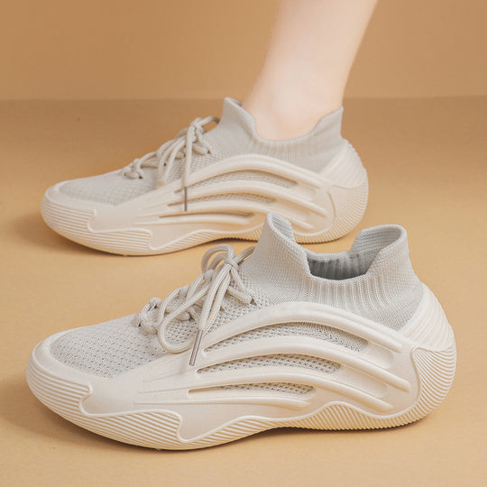 Damen Sportliche Sneakers mit atmungsaktiver Strick-Oberfläche und flexibler Sohle EB