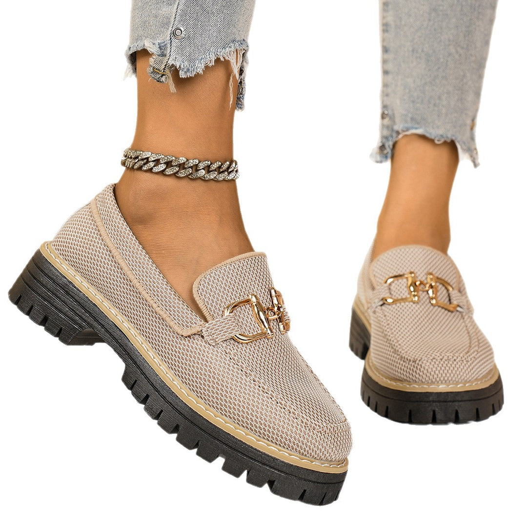 Damen lässige Mokassins mit atmungsaktivem Mesh-Obermaterial und trendigem Ketten-Detail EB