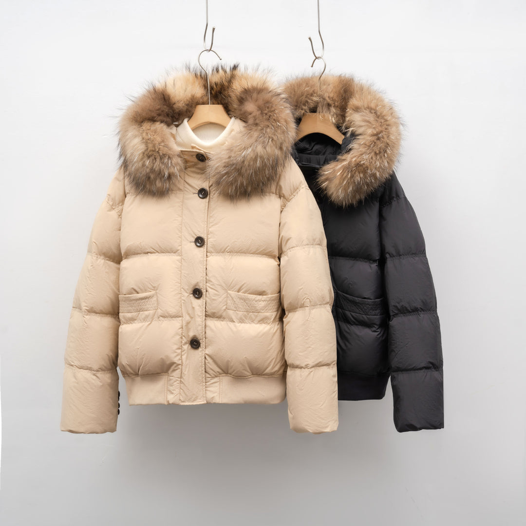 Damen warme Winterjacke mit abnehmbarem Fellkragen EB