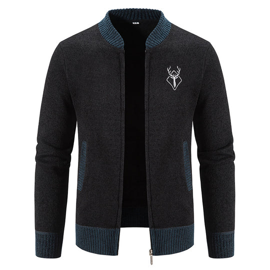 Herren modische Strickjacke mit Reißverschluss und hohem Kragen EB