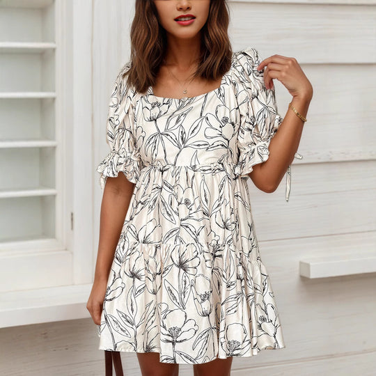 Damen verspieltes Sommerkleid mit Blumenmuster EB