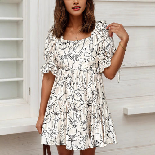 Damen verspieltes Sommerkleid mit Blumenmuster EB