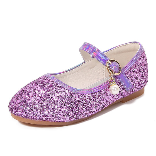 Mädchen Glitzernde Mary Jane Ballerinas mit Perlenapplikation EB