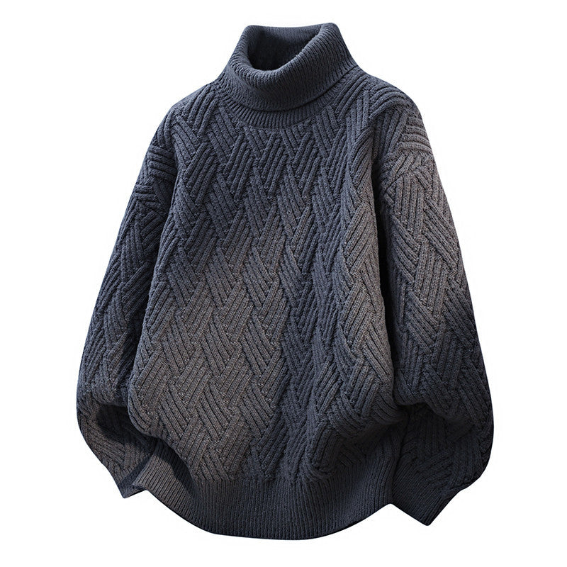 Damen Oversized Rollkragenpullover mit strukturiertem Zopfmuster EB