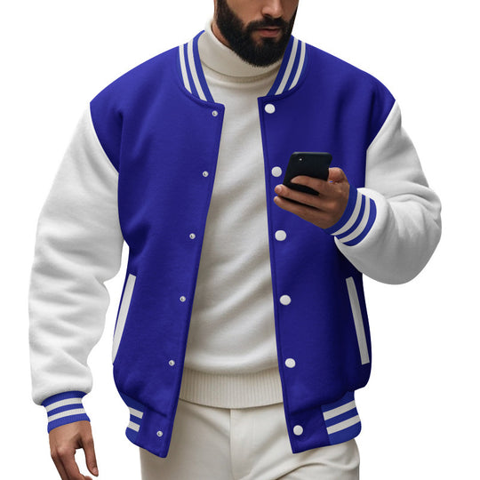 Herren Varsity-Jacke mit kontrastierenden Ärmeln und gestreiften Bündchen EB