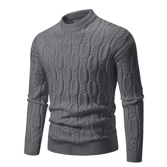 Herren Grobstrickpullover mit modernem Zopfmuster und Rundhalsausschnitt EB