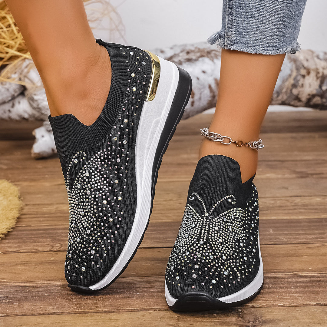 Damen Glamouröse Sneaker mit funkelnden Strassdetails EB