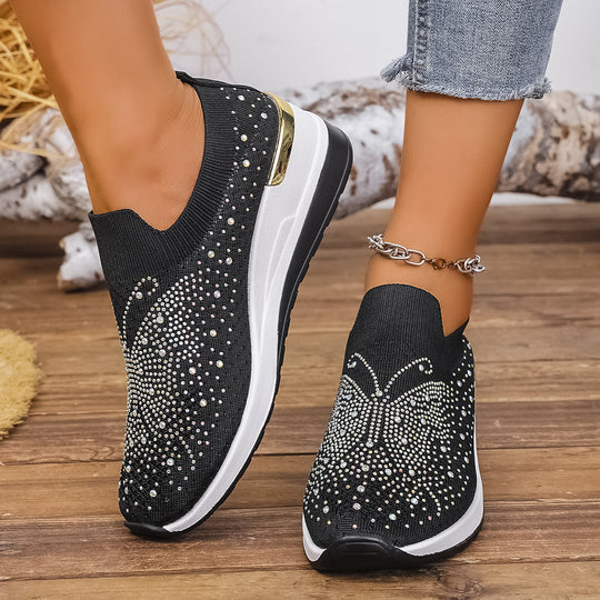 Damen Glamouröse Sneaker mit funkelnden Strassdetails EB