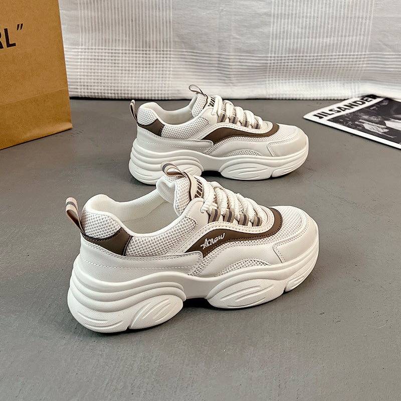 Damen modische Chunky Sneakers mit atmungsaktiver Mesh-Oberfläche und gepolsterter Sohle EB