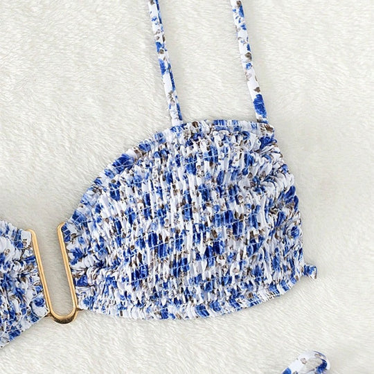 Damen Push-Up-Bikini mit verstellbaren Trägern und goldenen Akzenten EB