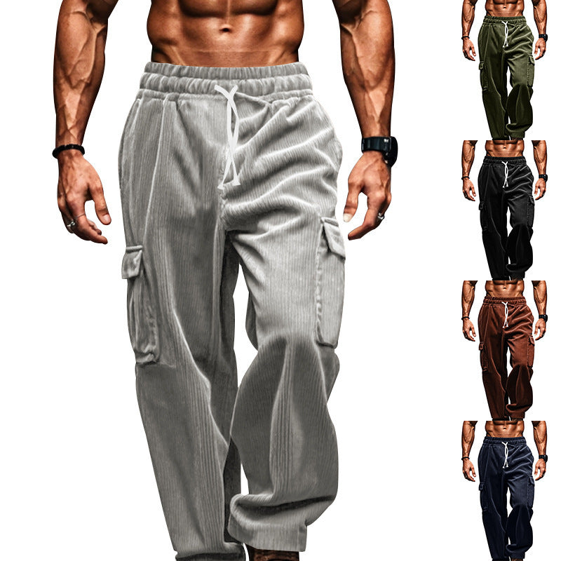 Herren lockere Cargo-Hosen im urbanen Stil mit praktischen Taschen und elastischem Bund EB