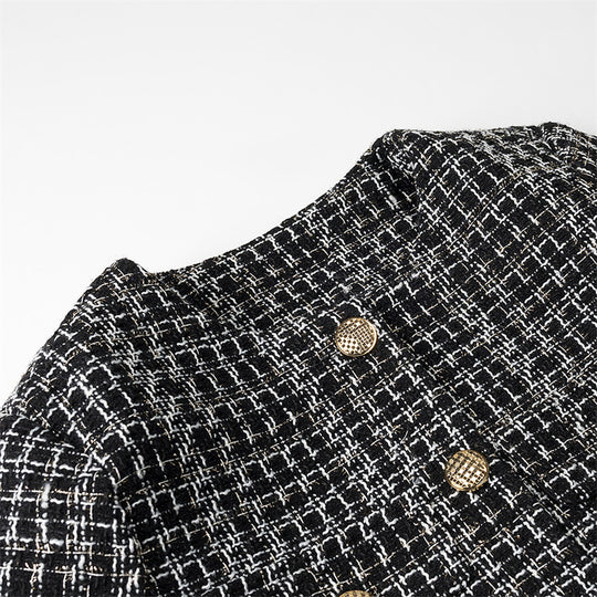 Damen elegante Tweedjacke mit goldenen Knöpfen EB