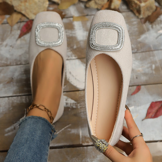 Damen elegante Ballerinas mit schimmerndem Schmuckdetail EB
