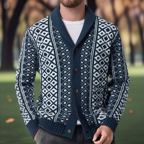 Herren Strickjacke mit traditionellem nordischem Muster EB