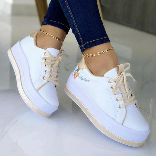 Damen Komfortable Sneakers mit floralem Design und dämpfendem Fußbett EB