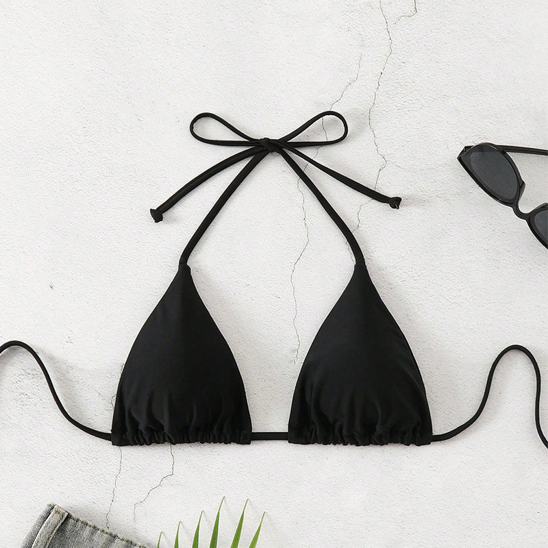 Damen Triangel-Bikini mit tierischem Muster und verstellbaren Bindebändern EB
