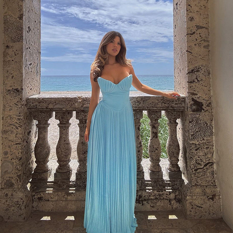 Damen Maxikleid mit strapazierfähigem Oberteil und eleganten Falten EB