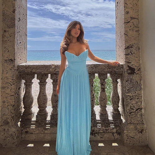 Damen Maxikleid mit strapazierfähigem Oberteil und eleganten Falten EB