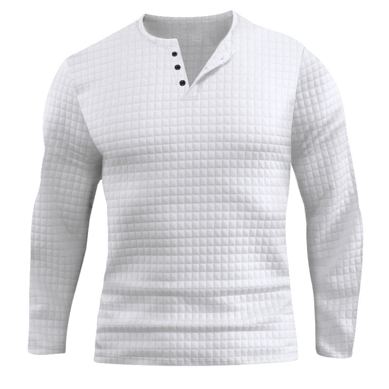 Herren Langarmshirt mit strukturiertem Design und modischem Knopfverschluss EB