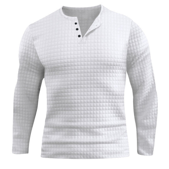 Herren Langarmshirt mit strukturiertem Design und modischem Knopfverschluss EB