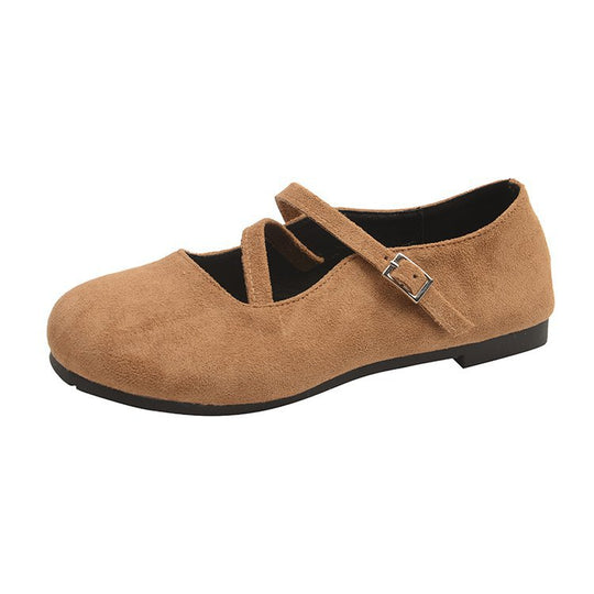 Damen Bequeme Ballerinas mit Querriemen und Schnallenakzent EB