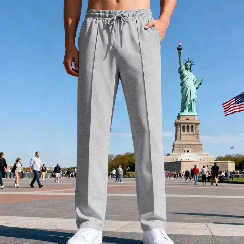 Herren Weite Travel-Loungehose mit Bügelfalte, elastischem Tunnelzug und seitlichen Eingrifftaschen EB