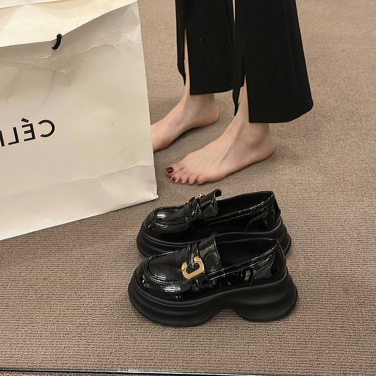 Damen modische Loafers mit dekorativer Schnalle und voluminöser Sohle EB