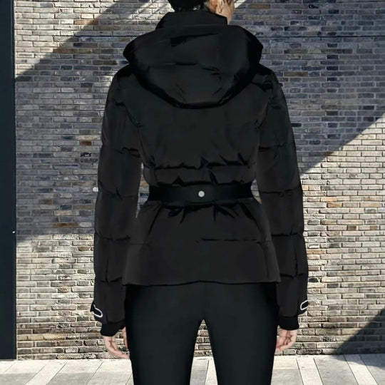 Damen winterliche Funktionsjacke mit hohem Kragen und elastischem Gürtel EB