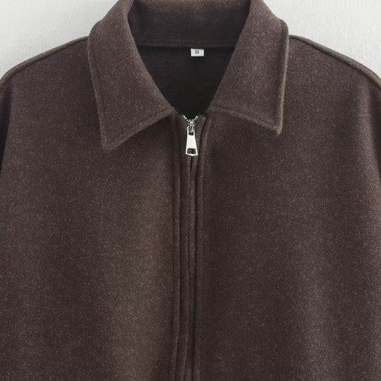 Damen lässige Fleecejacke mit hohem Kragen und innenliegendem Taschen EB
