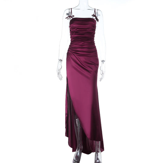 Damen Maxikleid mit raffinierten Falten und charmanten Spaghettiträgern EB