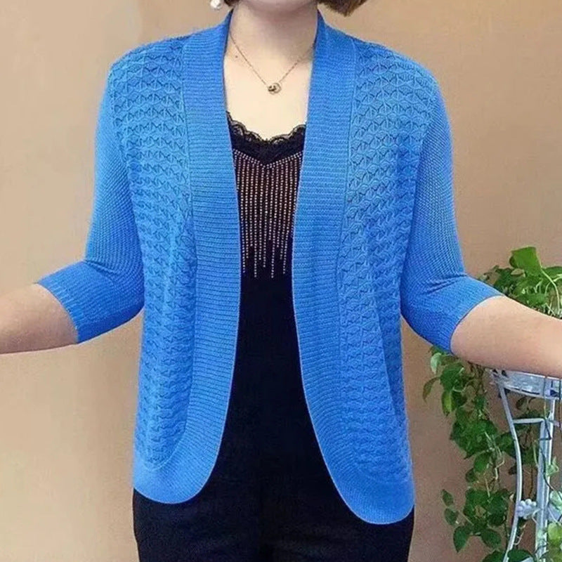 Damen Strickjacke mit 3/4-Ärmeln und strukturiertem Muster EB