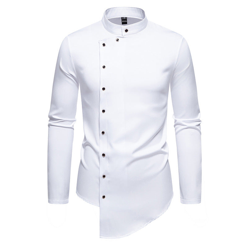 Herren modisches Hemd mit asymmetrischem Knopfdesign und elegantem Kragen EB