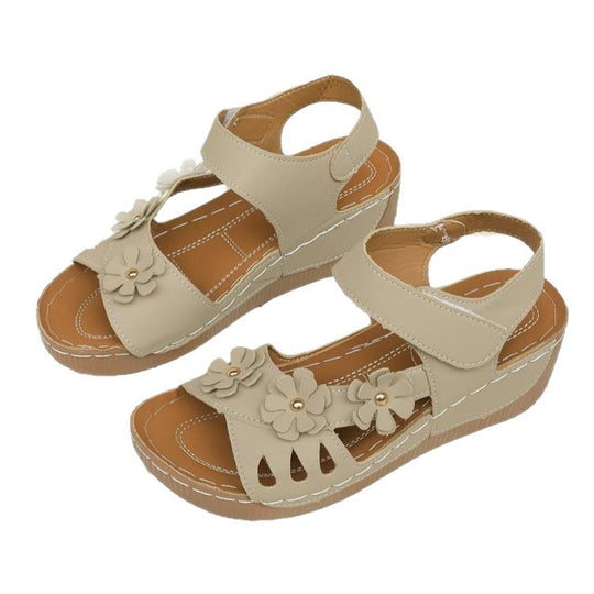 Damen Komfortable Sandalen mit floralem Dekor und verstellbarem Riemendesign EB