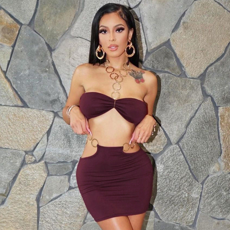 Damen Buntes Bandeau-Minikleid mit seitlichen Cut-Outs und verführerischem Design EB