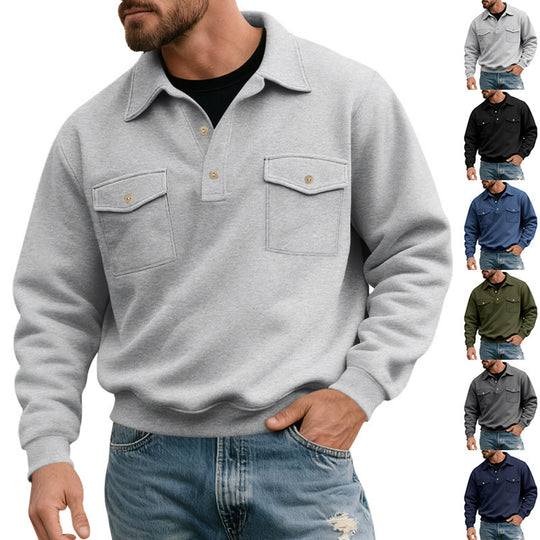 Herren lässiger Pullover mit praktischen Pattentaschen EB
