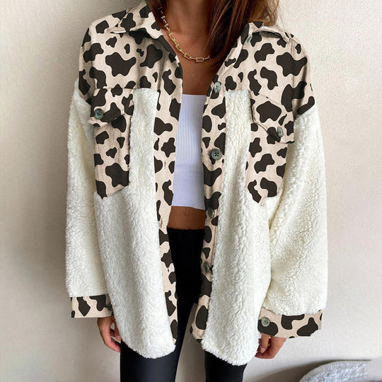Damen Oversized Flanelljacke mit kuscheligem Innenfutter und praktischen Taschen EB
