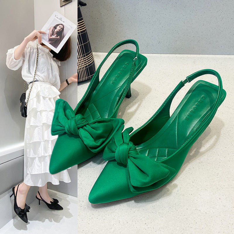 Damen elegante Slingback-Pumps mit modischem Schleifen-Detail und komfortablem Blockabsatz EB