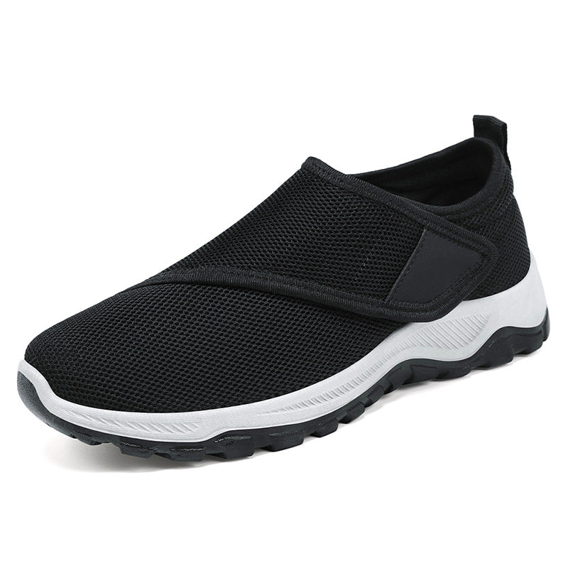 Herren nan atmungsaktiver Slip-On Mesh-Sneaker mit Klettverschluss, gepolsterter Komfortsohle und rutschfester Profilsohle EB