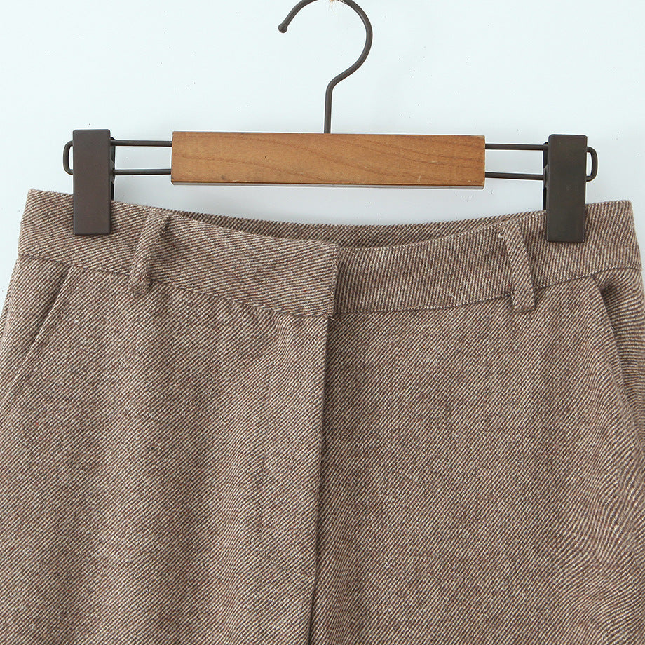 Damen lässige weit geschnittene Stoffhose mit hohem Bund EB