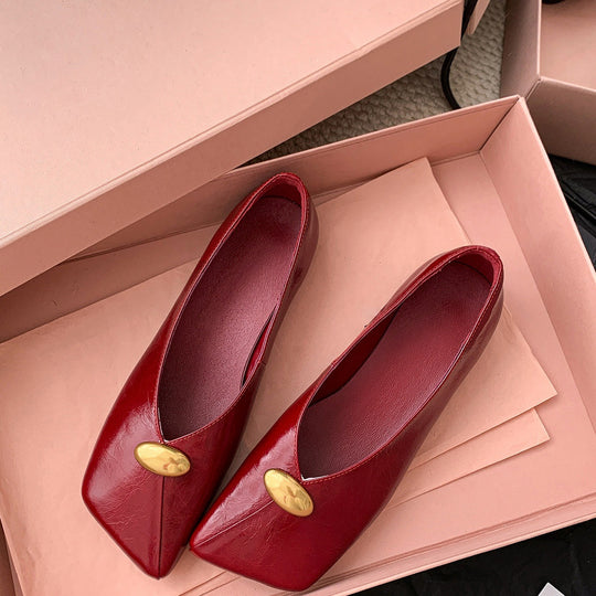 Damen Klassische Ballerinas mit modischem Knopf EB