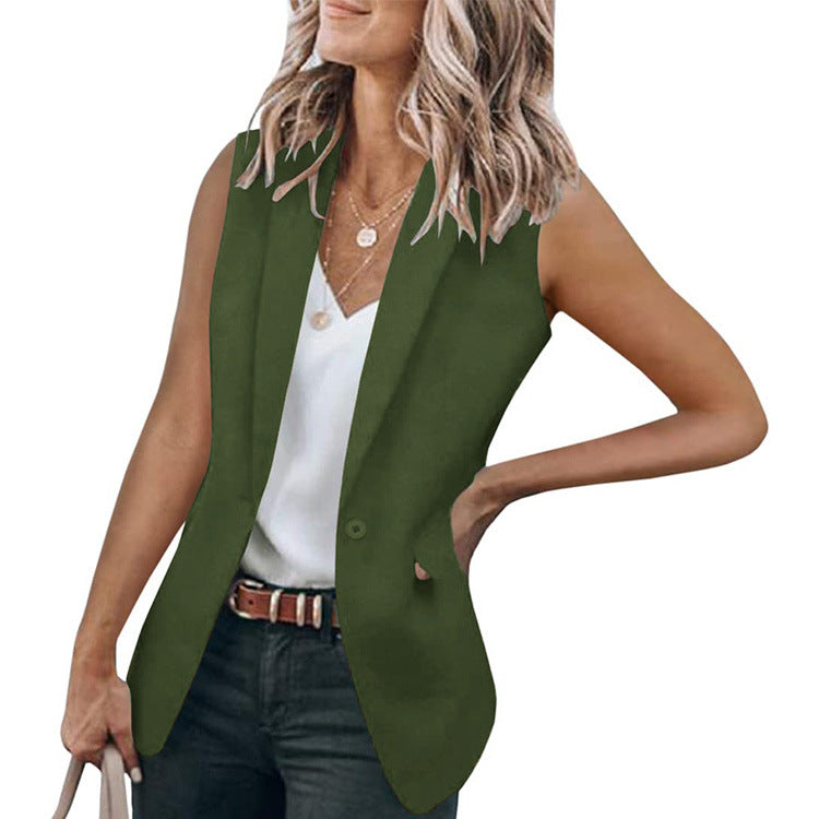 Damen ärmelloser Blazer mit modernen Taschen EB