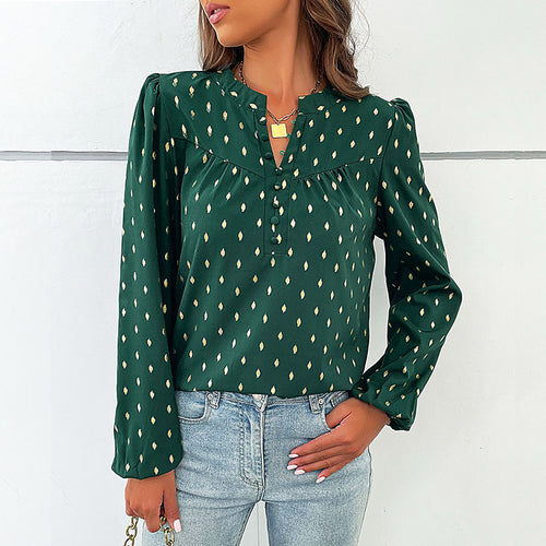 Damen elegante Bluse mit geschlagenen Ärmel EB